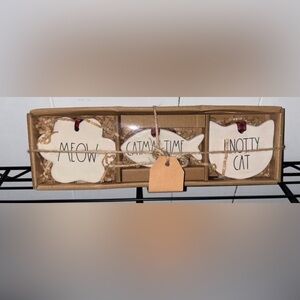 Rae Dunn White Flat Cat Christmas Ornaments